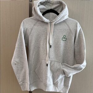 Isabel Marant Light Gray Hoodie with Green Emblem